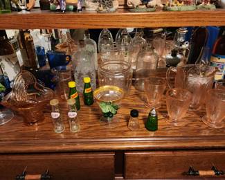 Pink Depression Glass - Salt Pepper Shakers 