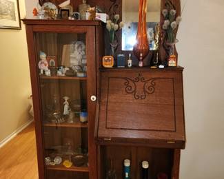 Antique Drop Front China Hutch Desk