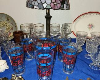 Vintage Pepsi Glasses - Tiffany Style Lamp - 