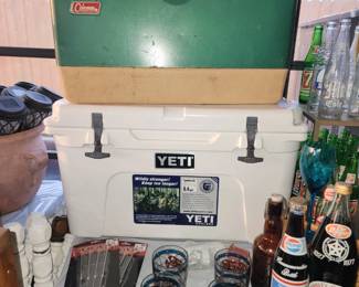 Vintage Coleman Cooler -  Brand New Yeti Cooler - Vintage Pepsi Glasses 