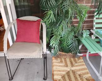 Pair Wicker Chairs - Artificial Plant - We have 2 - Stool