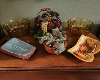 Midcentury Ash Trays - Fruit - Topaz Bowls