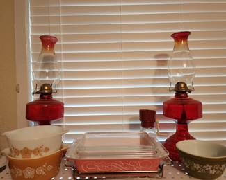 Pair of Awesome Oil Lamps - More Pyrex