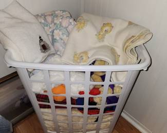 Basket Full of Towels and Linens