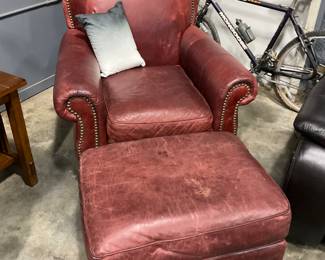 Leather Chair & Ottoman 