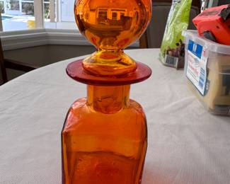 Hand blown glass jar and stopper 