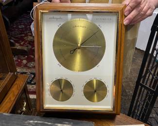 MCM Barometer w/Brass Dials, Framed Under Glass