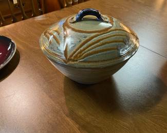 Vintage, LARGE Signed Pottery with Lid