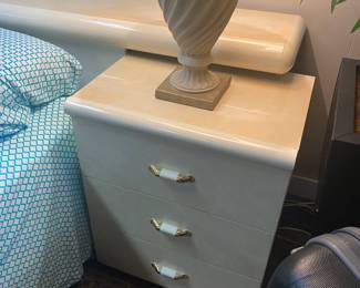Nightstands can either be pulled out OR pushed in under the headboard