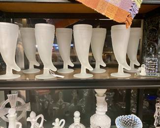 Antique Frosted Viking Horn Glasses