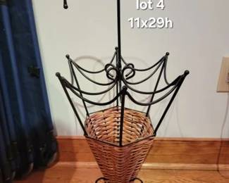 Iron and wicker umbrella stand