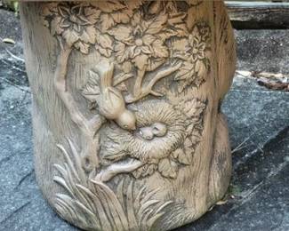 Resin garden bench with wildlife motif