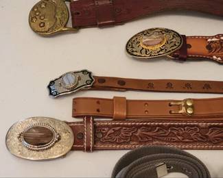 Leather belts, buckles