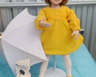 Danbury Mint Morton Salt umbrella girl doll (representation, auction item is NIB)
