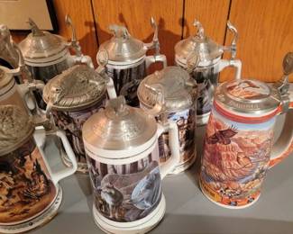 Pewter top beer steins 