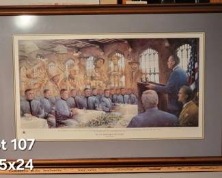 Signed and framed print of MacArthur Duty, Honor, Country speech