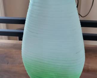 handblown green to aqua glass vase