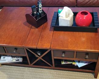 coffee table with storage, oak and dark stain