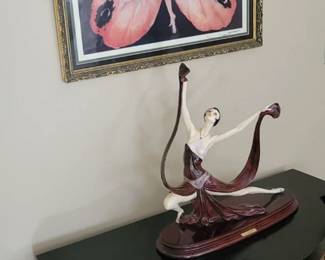 Italian porcelain figurine with L. Icart butterfly print