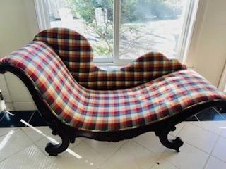 Delightful daybed....lounge chair, 19thc, newly upholstered..