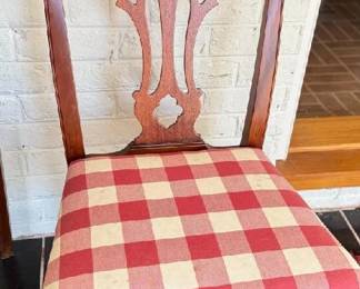 Pair of charming gingham covered Chippendale chairs