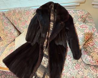 SLIGHTLY USED, VERY GOOD CONDITION MINK COAT-SIZE SMALL