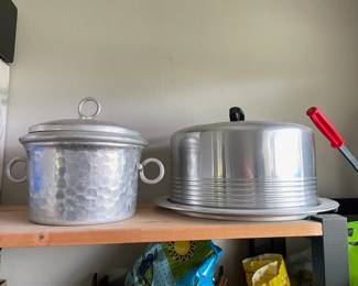 Vintage aluminum cake caddy