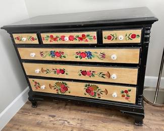 Antique hand-painted wood dresser