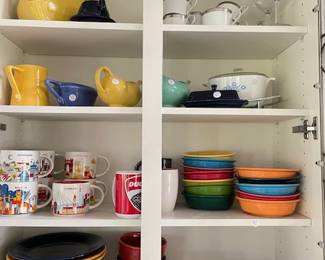 Fiestaware, collectable Starbucks mugs, Nikko Platinum Filigree china service for 12.