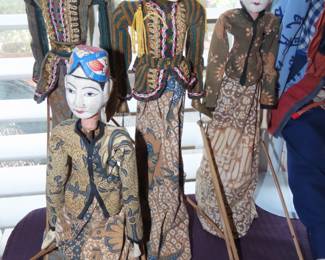  Wayang Golek puppets. Indonesian Rod Stick Folk Art