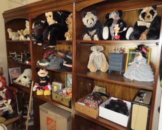 Antique Pandas, monkeys, mickeys, dogs, cats bears, hats, sewing machines and furniture.