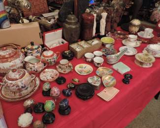 Tables of Asian pieces.