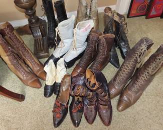 Very antique shoes and boots.