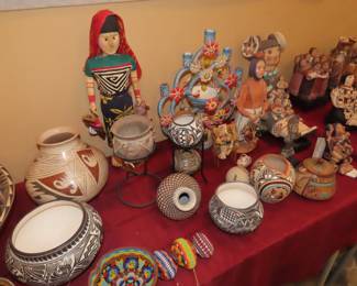 Native American pottery and Story Tellers.