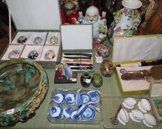 Tables of Asian pieces.