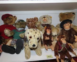 Steiff Bears, Dogs and Monkeys.
