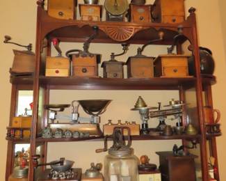 Huge collection of  scales, coffee and spice grinders.