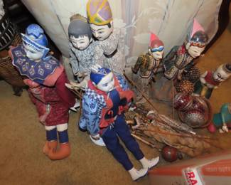  Wayang Golek puppets. Indonesian Rod Stick Folk Art