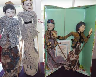  Wayang Golek puppets. Indonesian Rod Stick Folk Art