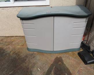 Rubbermaid outdoor storage cabinet.