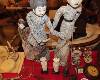  Wayang Golek puppets. Indonesian Rod Stick Folk Art