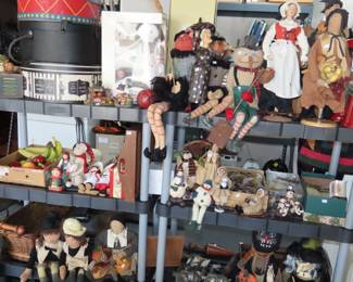 Thanks giving dolls, antique irons.