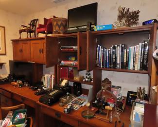 Doll chairs, shell and Chinese brush art books.