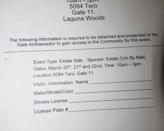 Gate clearance form.