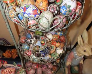 Hundreds of decorated eggs.