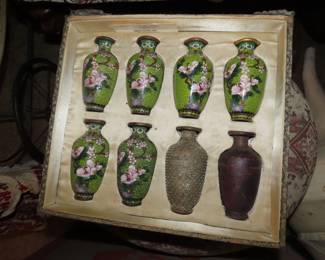 Miniature Cloisonne vases.