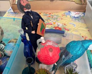 Trinket Box J bird, globe, violin vase, miniature plants