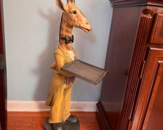 Tall resin giraffe butler 30"