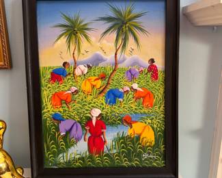 Harvest painting (Haitian) M.J. Roland 18" x 14"