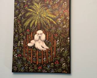 White Poodle print on canvas with frame backing (multiple available)  22" x 16"